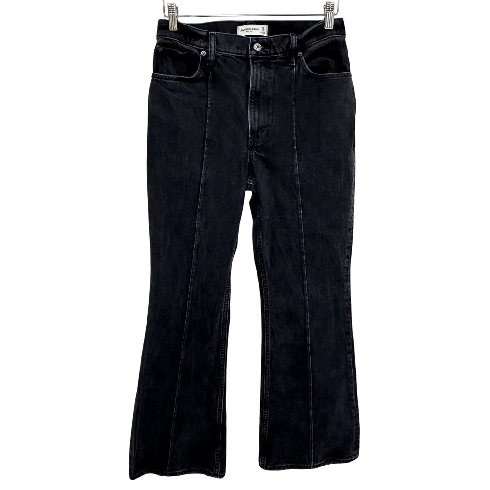 Abercrombie & Fitch‎ Flare Jeans Womens 28/6 Short High Rise Seamed Black Denim